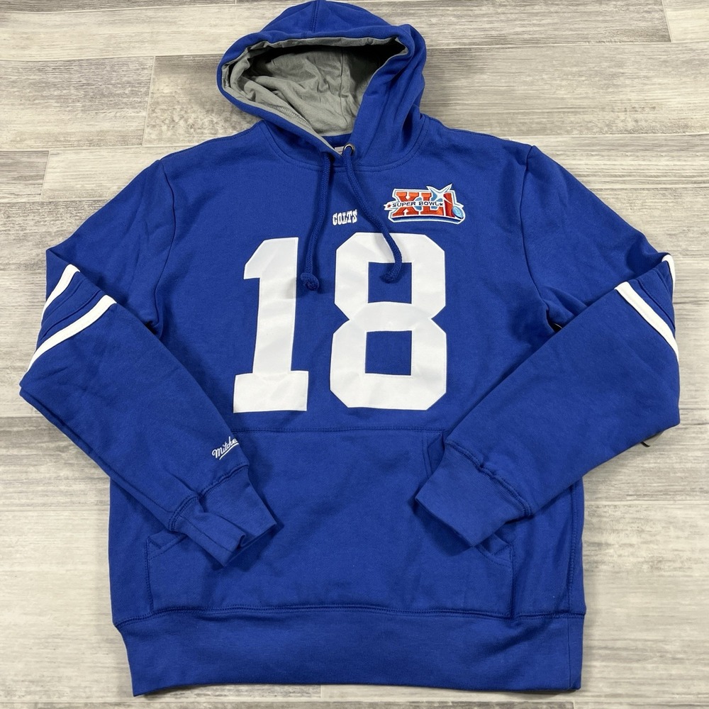 Mitchell & Ness Men's Small MANNING NFL Indianapolis Colts Hoodie Royal Blue NWT